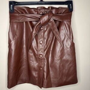 Urban Outfitters Brown Leather Faux Skirt with Belt